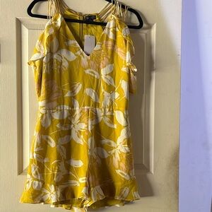Marciano Mustard and White Floral Short Romper
